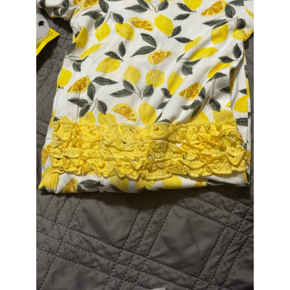 Milkberry Bamboo Lemon Print Footed Pajamas 2-Way Zipper Ruffle Sleeper 18M NEW - Picture 6 of 7